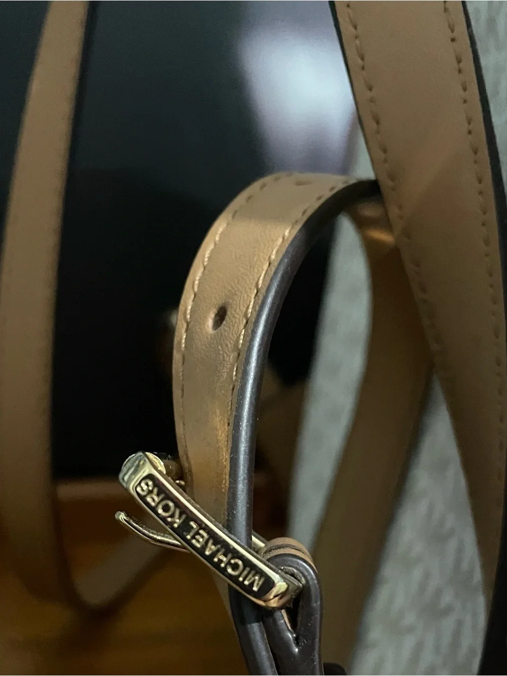 Michael Kors Cream, Red and Brown Signature Logo Backpack